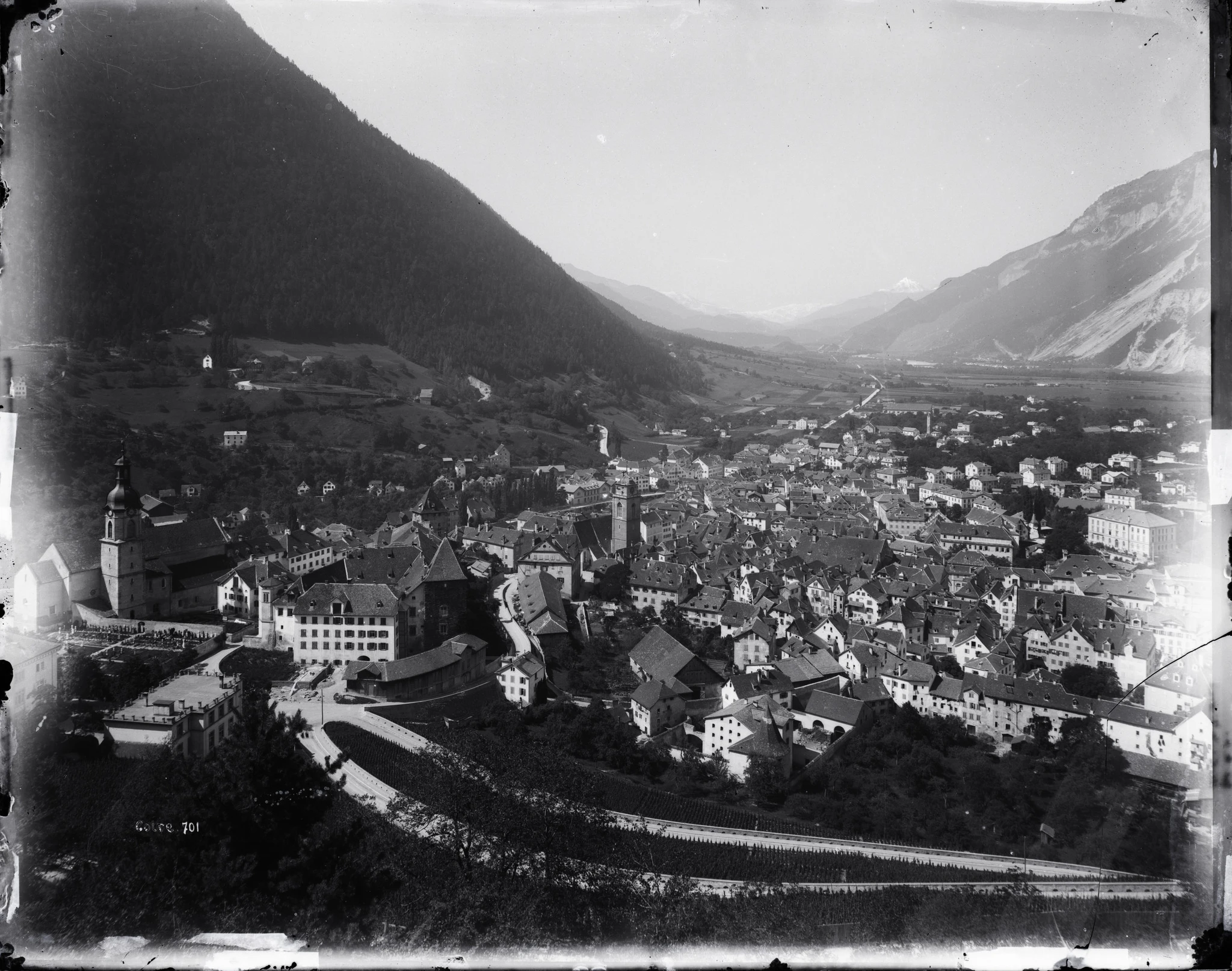 Ansicht der Stadt Chur in Richtung Bündner Oberland, undatiert. Staatsarchiv Graubünden, Chur, FN-IV-24-30-C-1