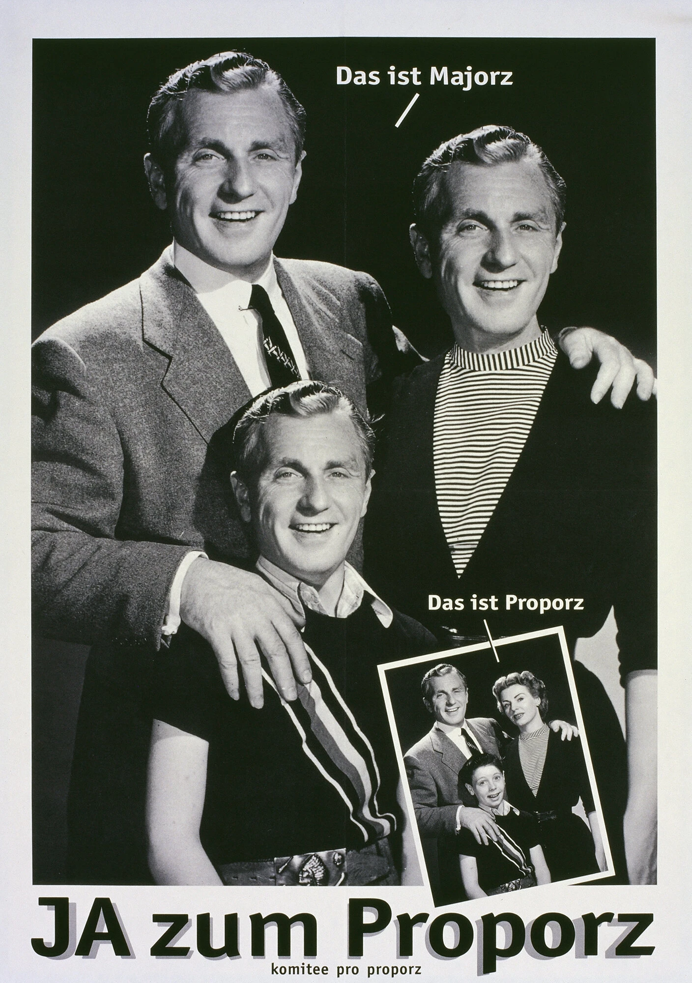 Plakat zur Volksabstimmung betr. Proporz-Wahlverfahren 1997.     Kantonsbibliothek Graubünden (SIG_101-615_SYS_112651)
